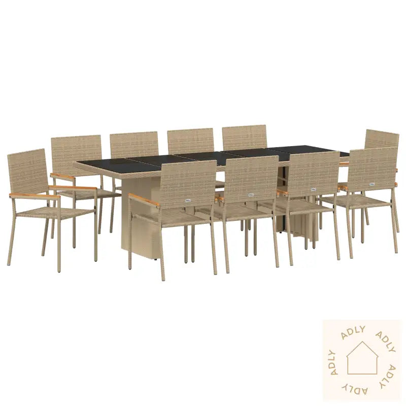 11-Dels Hagemøbelsett Beige Poly Rattan