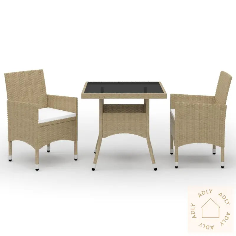 Hagespisegruppe 3 Deler Beige Polyrotting Og Glass