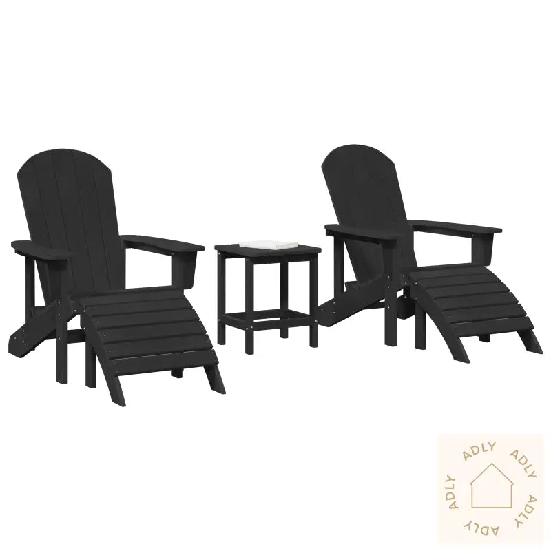 3 Delt Hage Lounge Sett Svart Hdpe