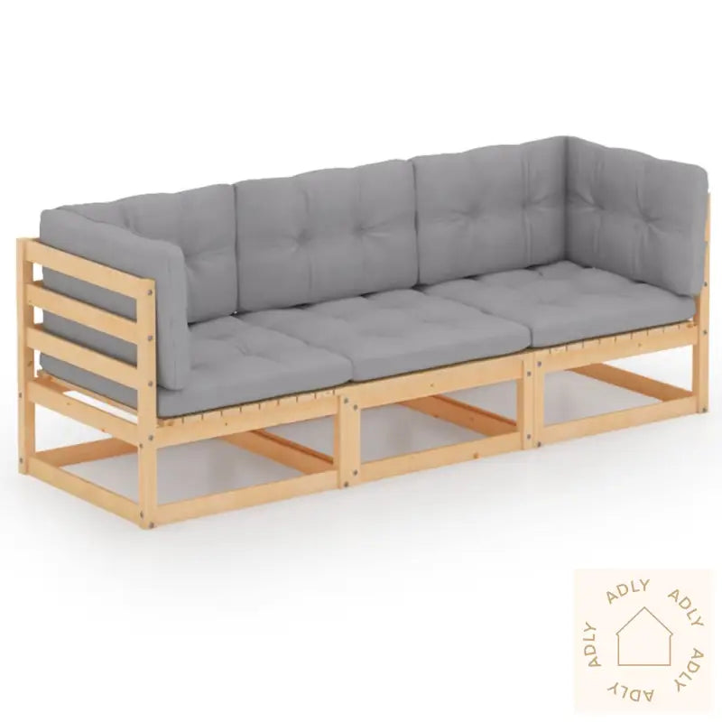 Hagesofa Med Puter 3-Seters Heltre Furu