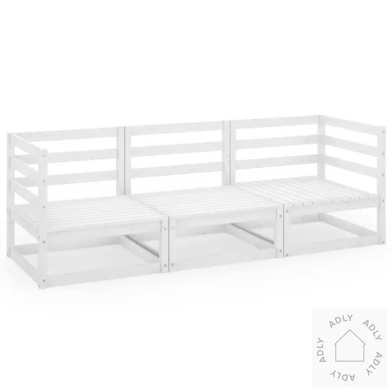 3-Seters Hagesofa Hvit Heltre Furu