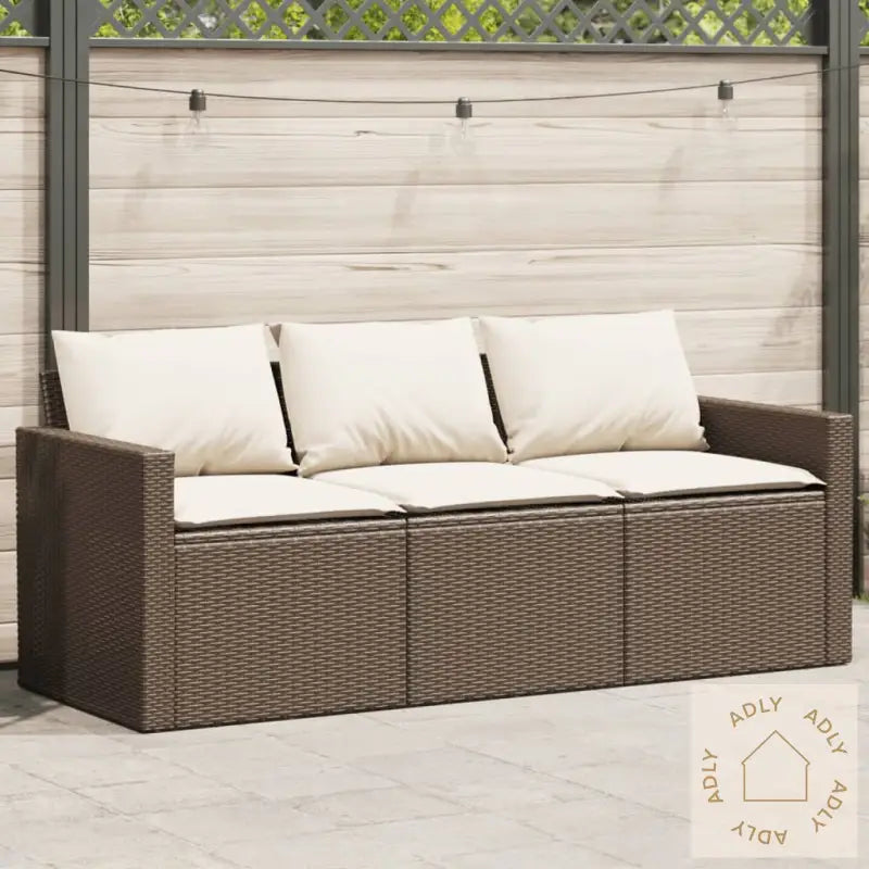 Hagesofa Med Puter 3-Seters Brun Polyrotting