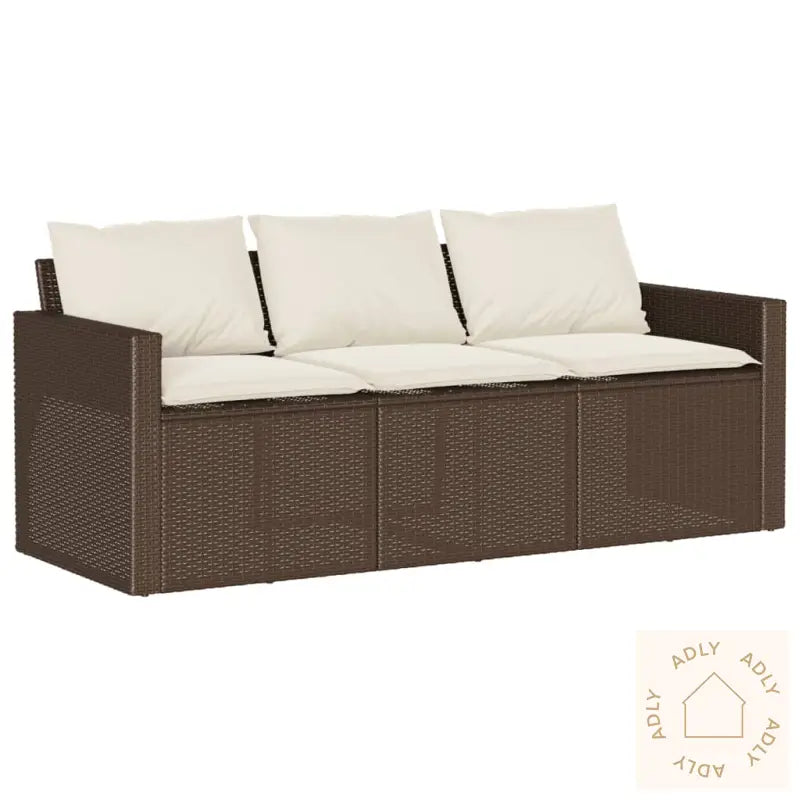 Hagesofa Med Puter 3-Seters Brun Polyrotting