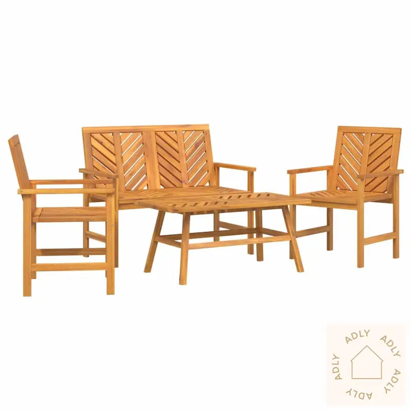 4 Delers Hage Lounge Sett Massivt Tre Akasietre