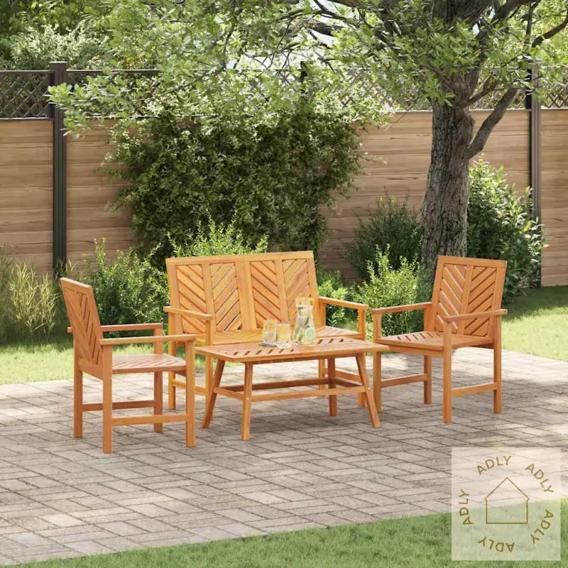 4 Delers Hage Lounge Sett Massivt Tre Akasietre