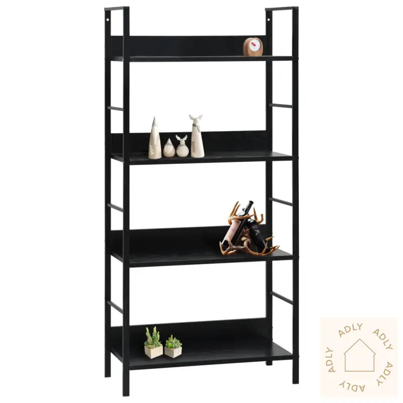 Bokhylle 4 Lag Svart 60X27,6X124,5 Cm Konstruert Tre