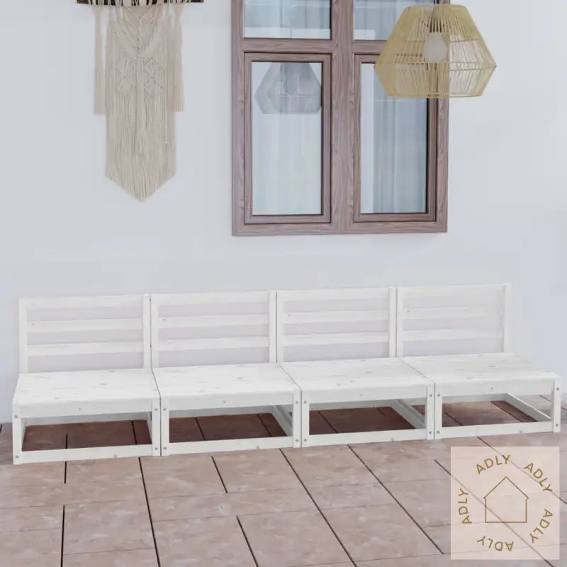 4-Seters Hagesofa Hvit Heltre Furu