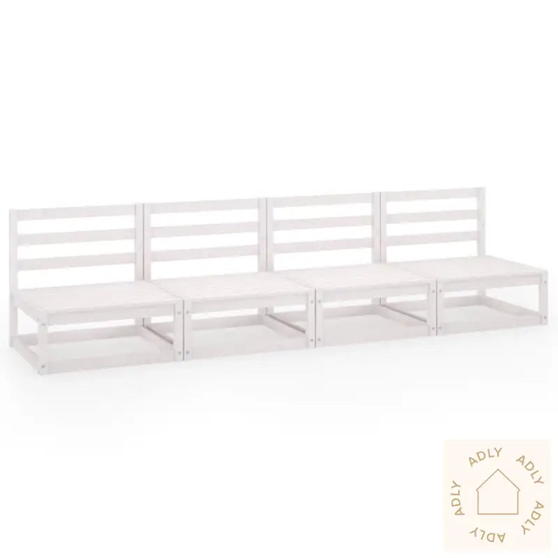 4-Seters Hagesofa Hvit Heltre Furu