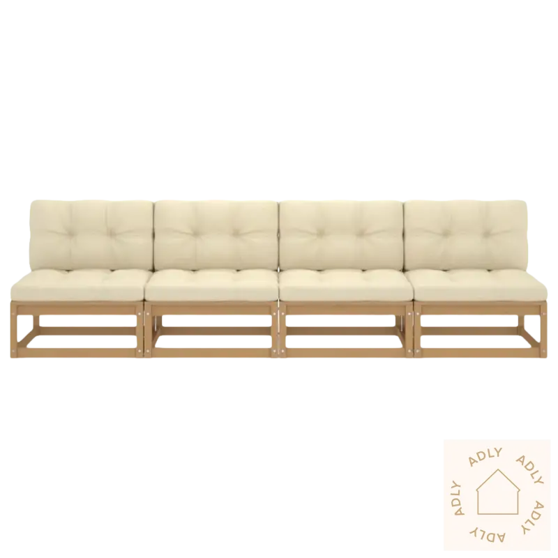 Bilde av 4-seters hagesofa i heltre furu med beige puter, perfekt heltre furu