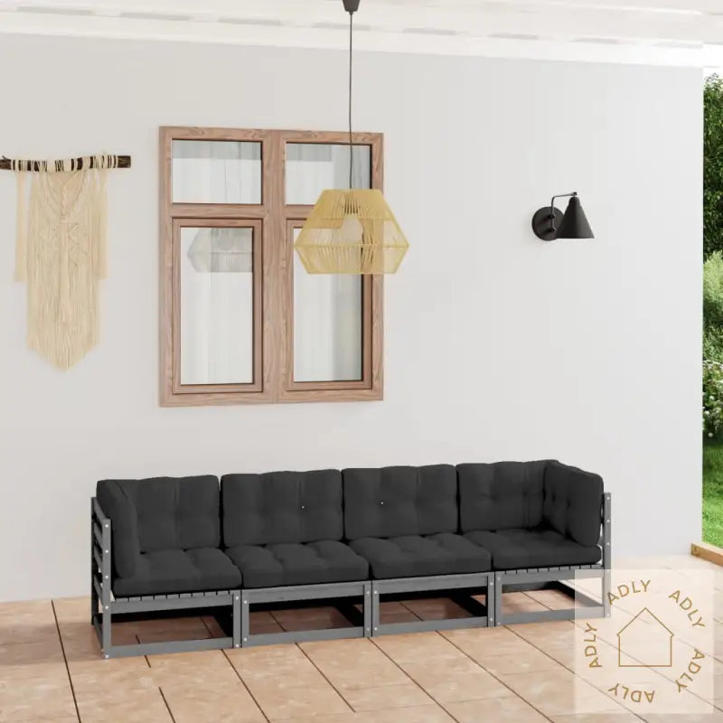 Hagesofa Med Puter 4-Seters Heltre Furu