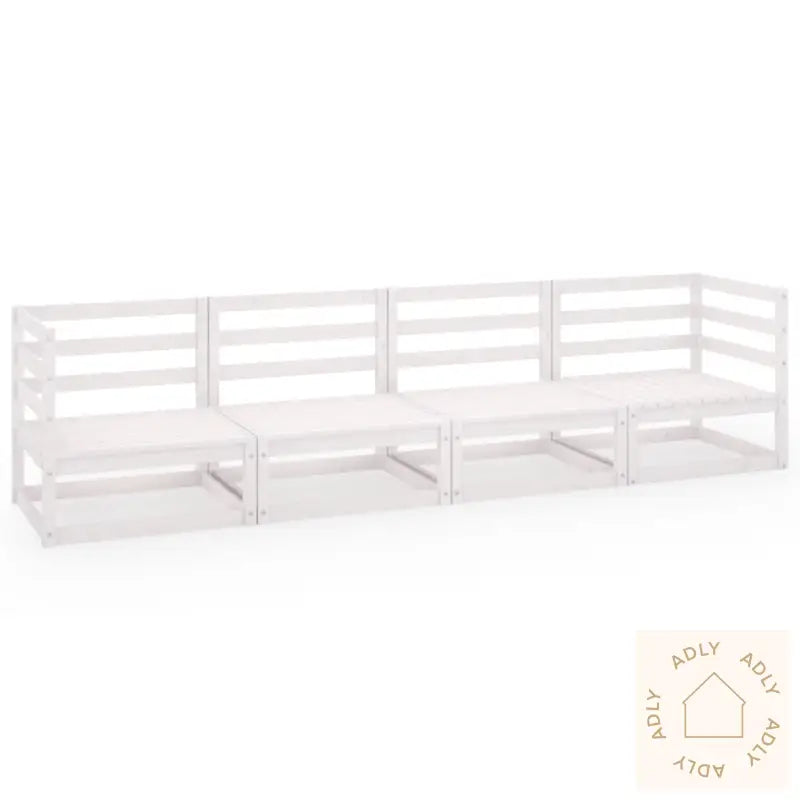 4-Seters Hagesofa Hvit Heltre Furu