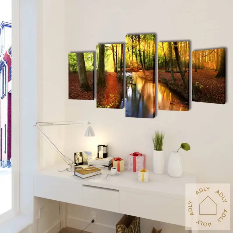 Kanvas Flerdelt Veggdekorasjon Skog 200 X 100 Cm
