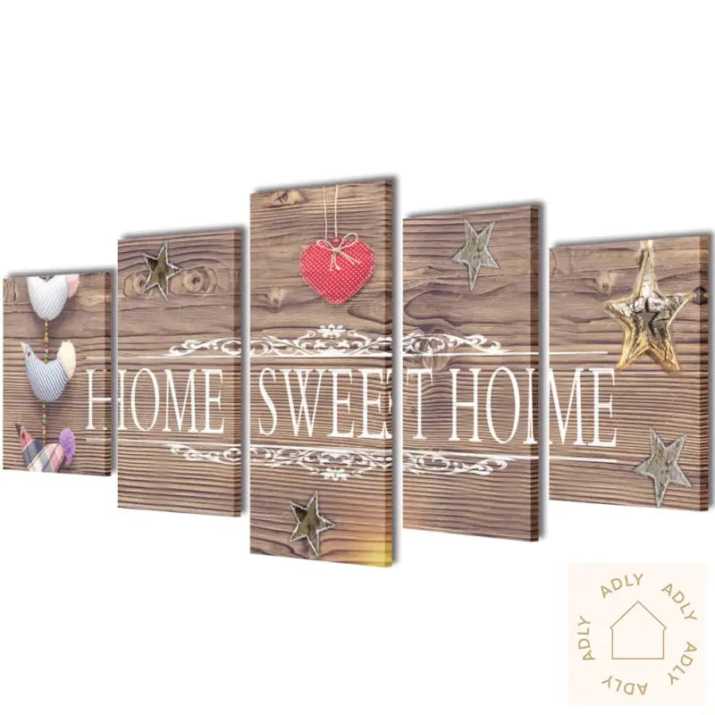 Kanvas Flerdelt Veggdekorasjon Home Sweet Home Design 100 X 50 Cm