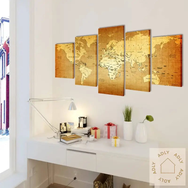 Kanvas Flerdelt Veggdekorasjon Verdenskart 200 X 100 Cm