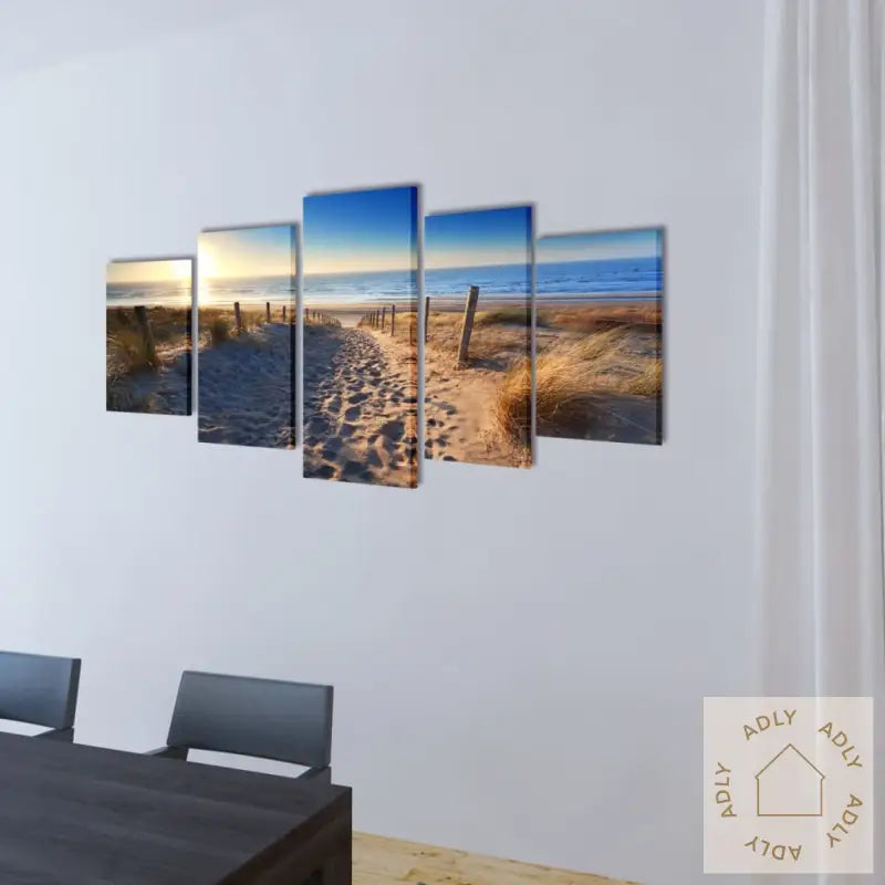 Kanvas Flerdelt Veggdekorasjon Sandstrand 100 X 50 Cm