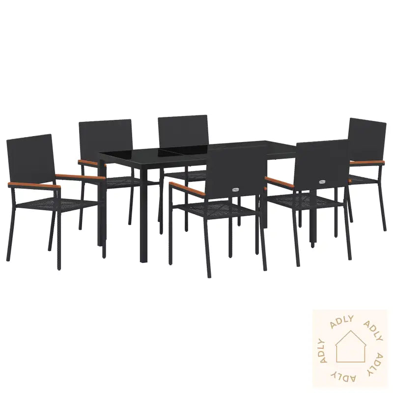 7 Delt Hagespisegruppe Svart Polyrotting