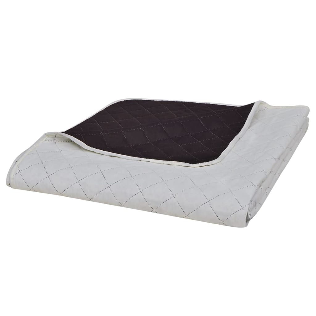 Tosidig vattert sengeteppe beige/brun 220 x 240 cm