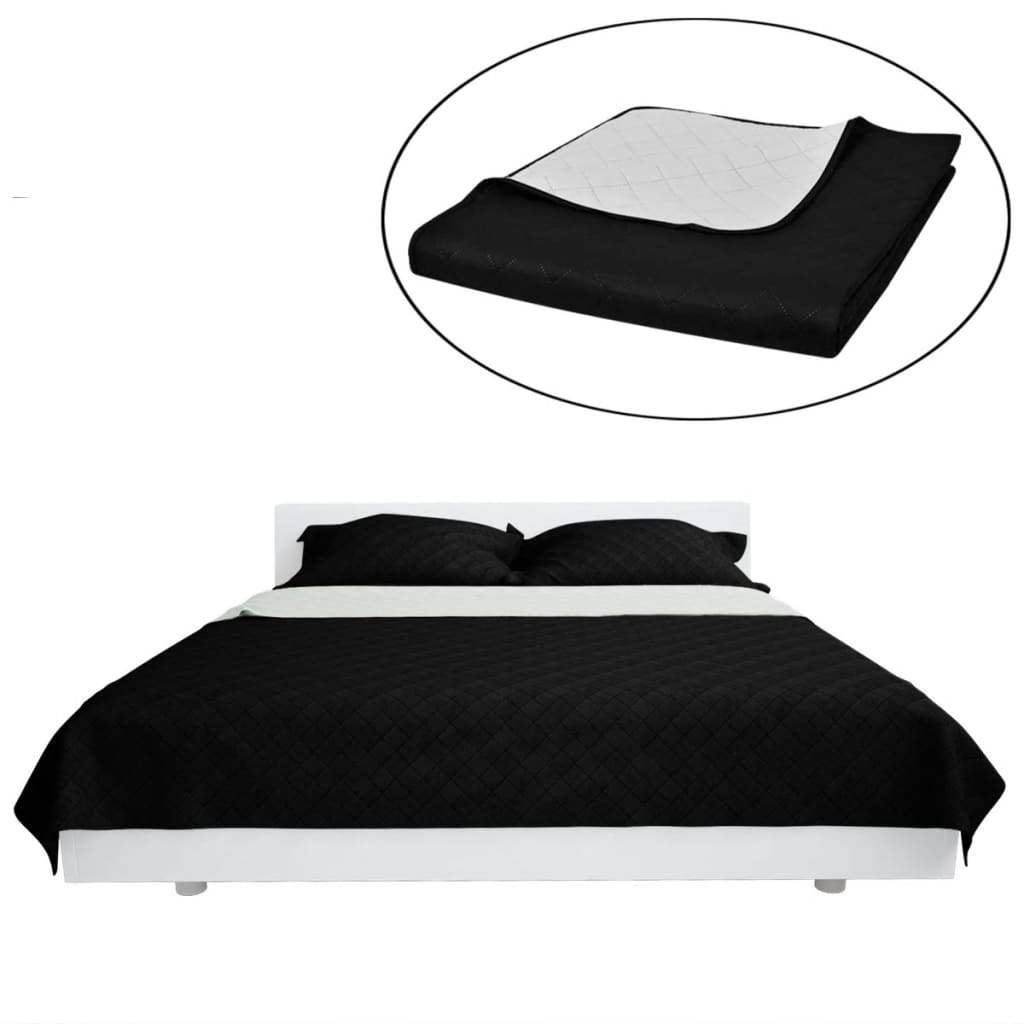 Tosidig vattert sengeteppe svart/hvit 170 x 210 cm