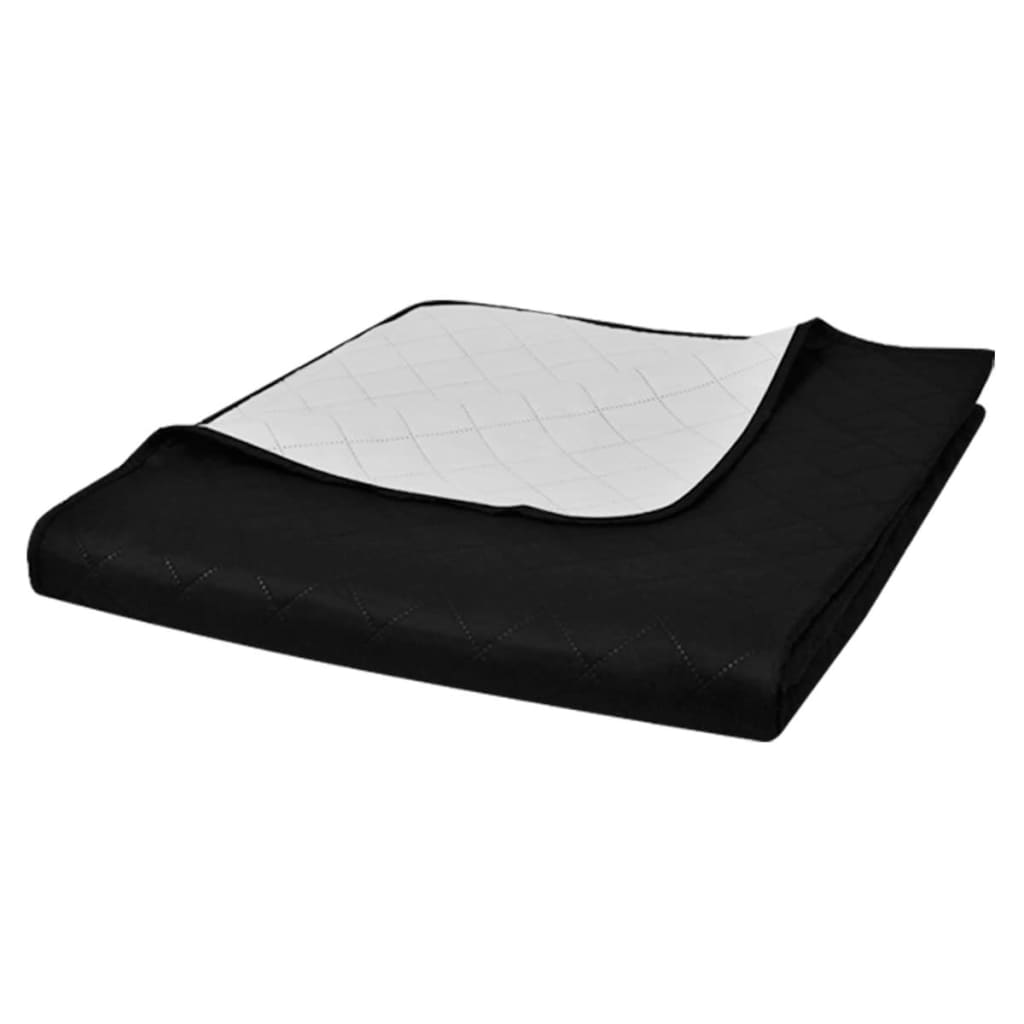 Tosidig vattert sengeteppe svart/hvit 230 x 260 cm