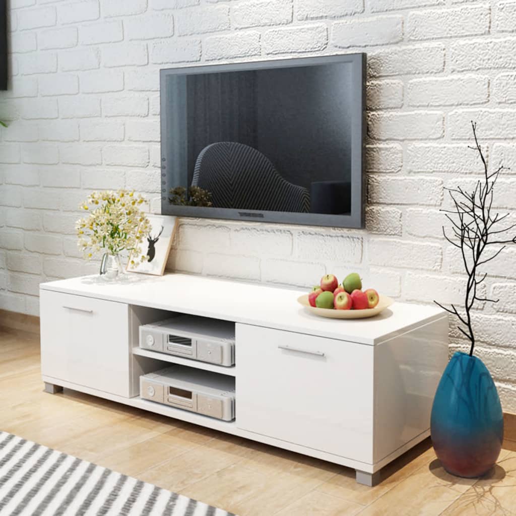 TV-benk høyglans hvit 120x40,5x35 cm