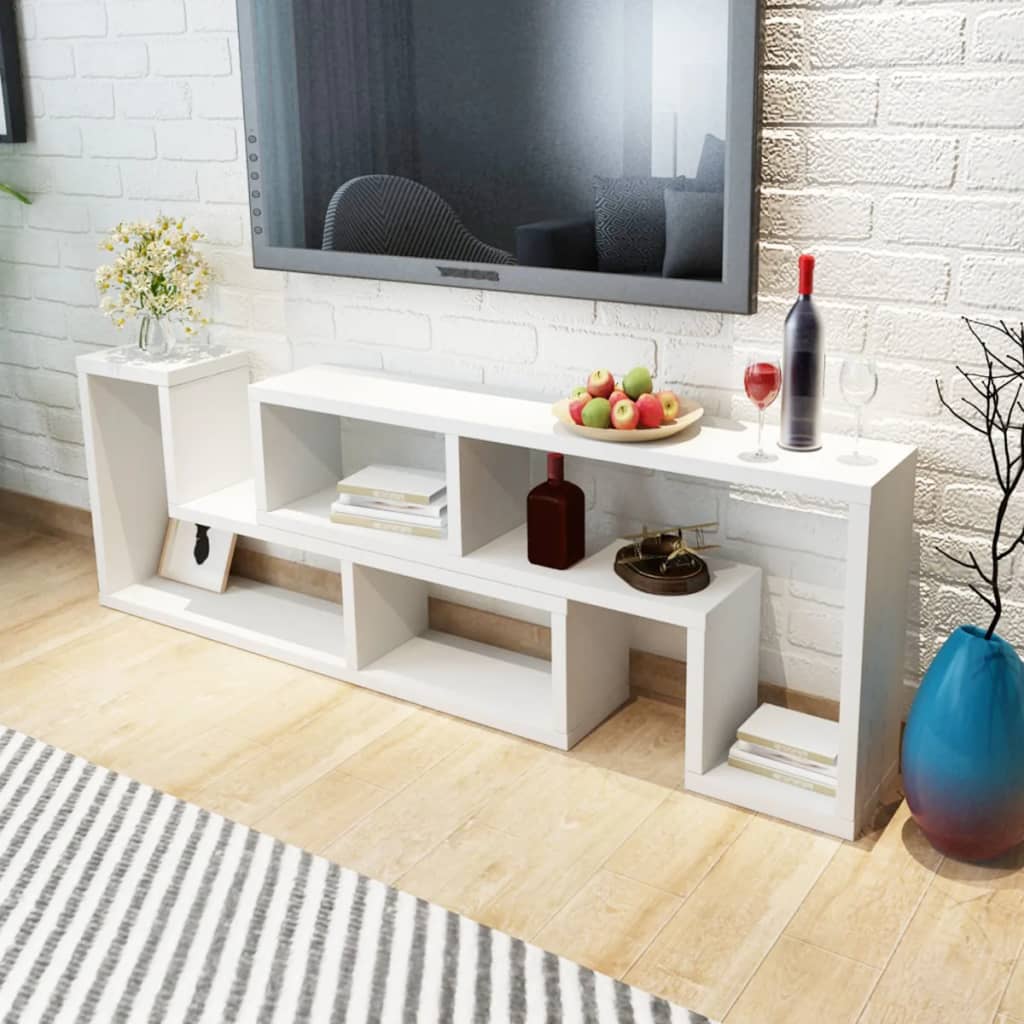Tv-Benk Dobbel L-Formet Hvit
