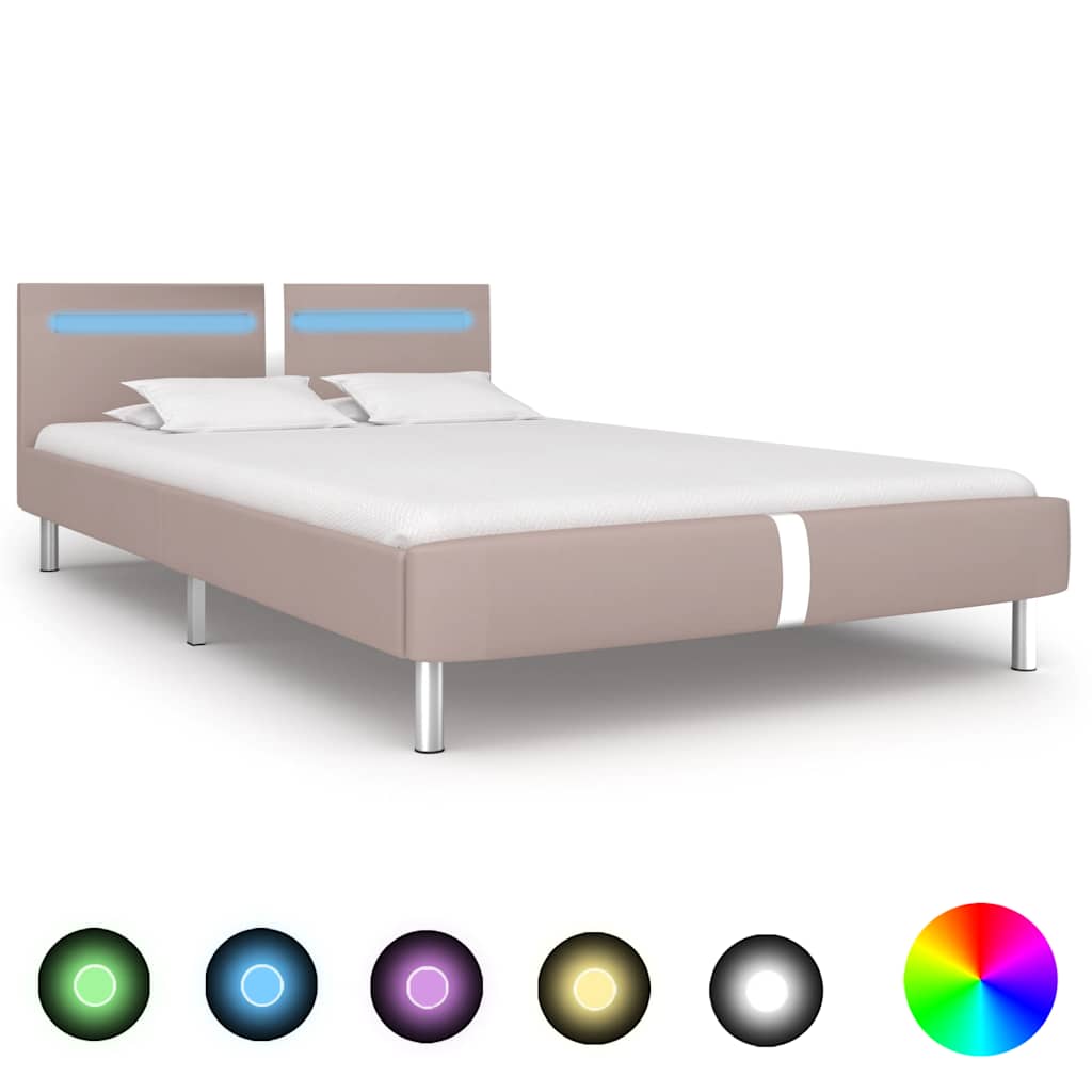 Sengeramme med LED uten Madrass Cappuccino 135x190 cm