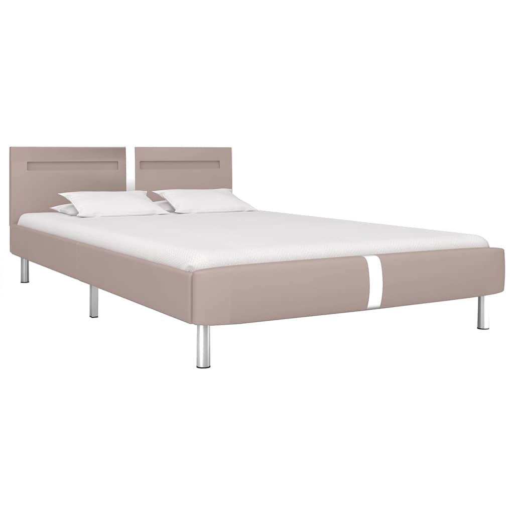 Sengeramme med LED uten Madrass Cappuccino 135x190 cm