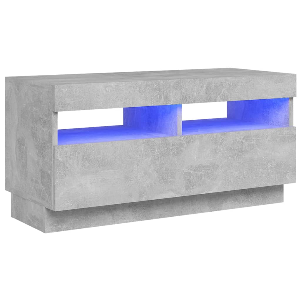 TV-benk med LED-lys betonggrå 80x35x40 cm