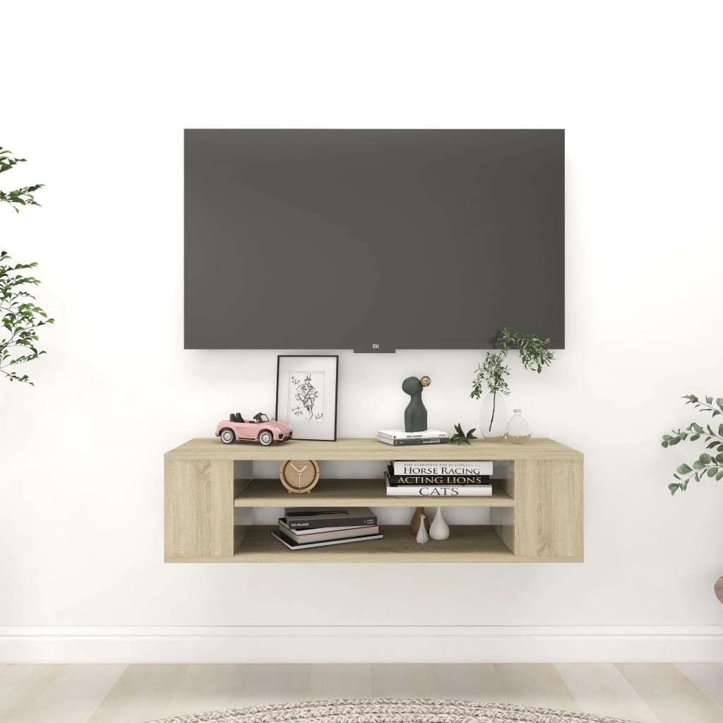 Hengende Tv-Benk Sonoma Eik 100X30X26,5 Cm Konstruert Tre