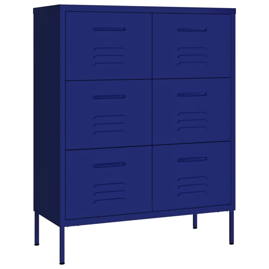 Kommode Marineblå 80X35X101,5 Cm Stål