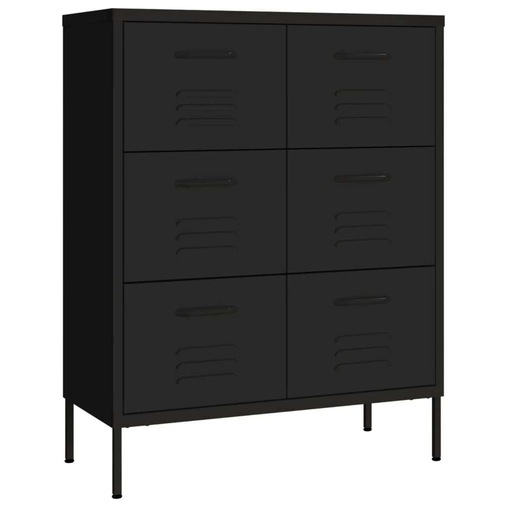 Kommode Svart 80X35X101,5 Cm Stål
