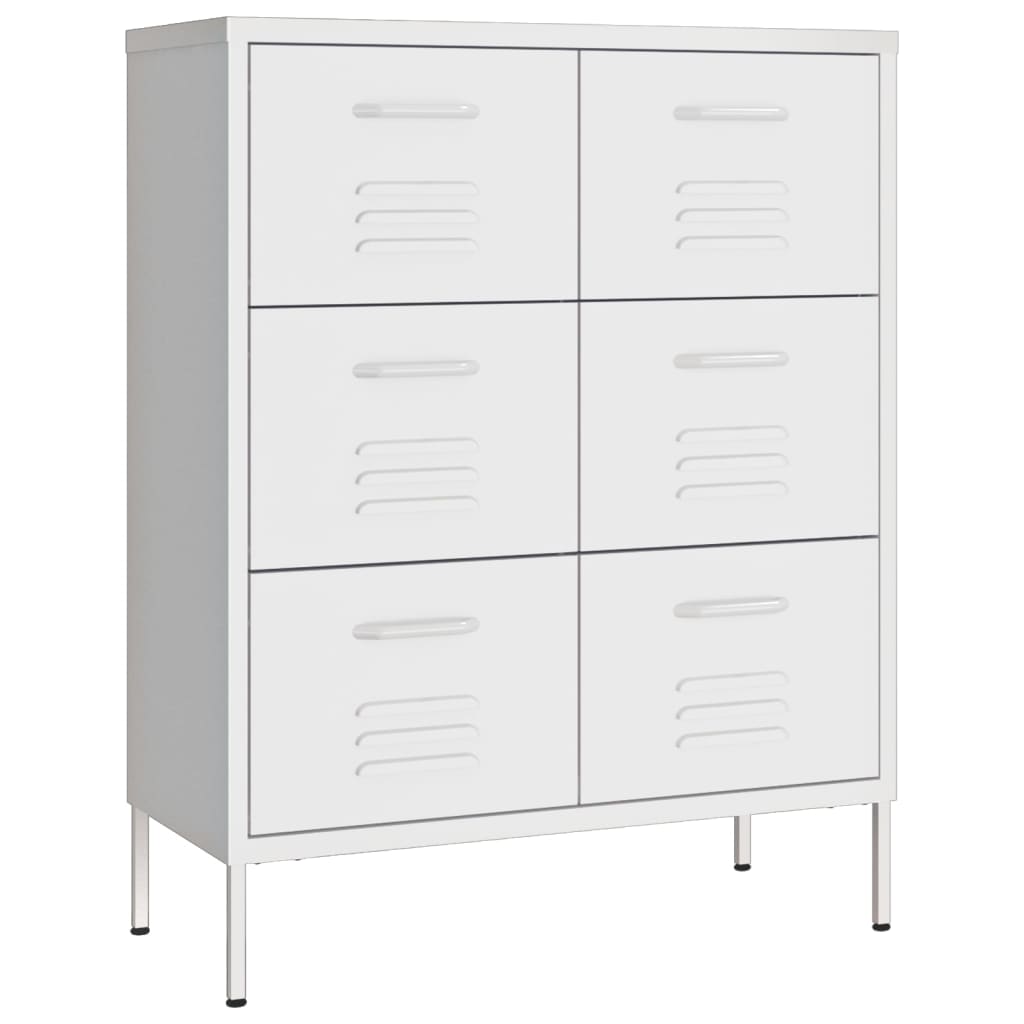 Kommode Hvit 80X35X101,5 Cm Stål
