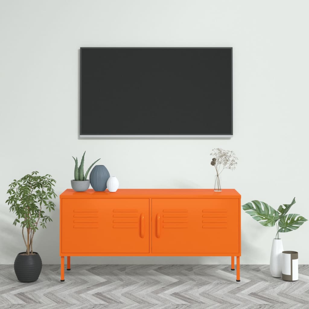 Tv-Benk Oransje 105X35X50 Cm Stål