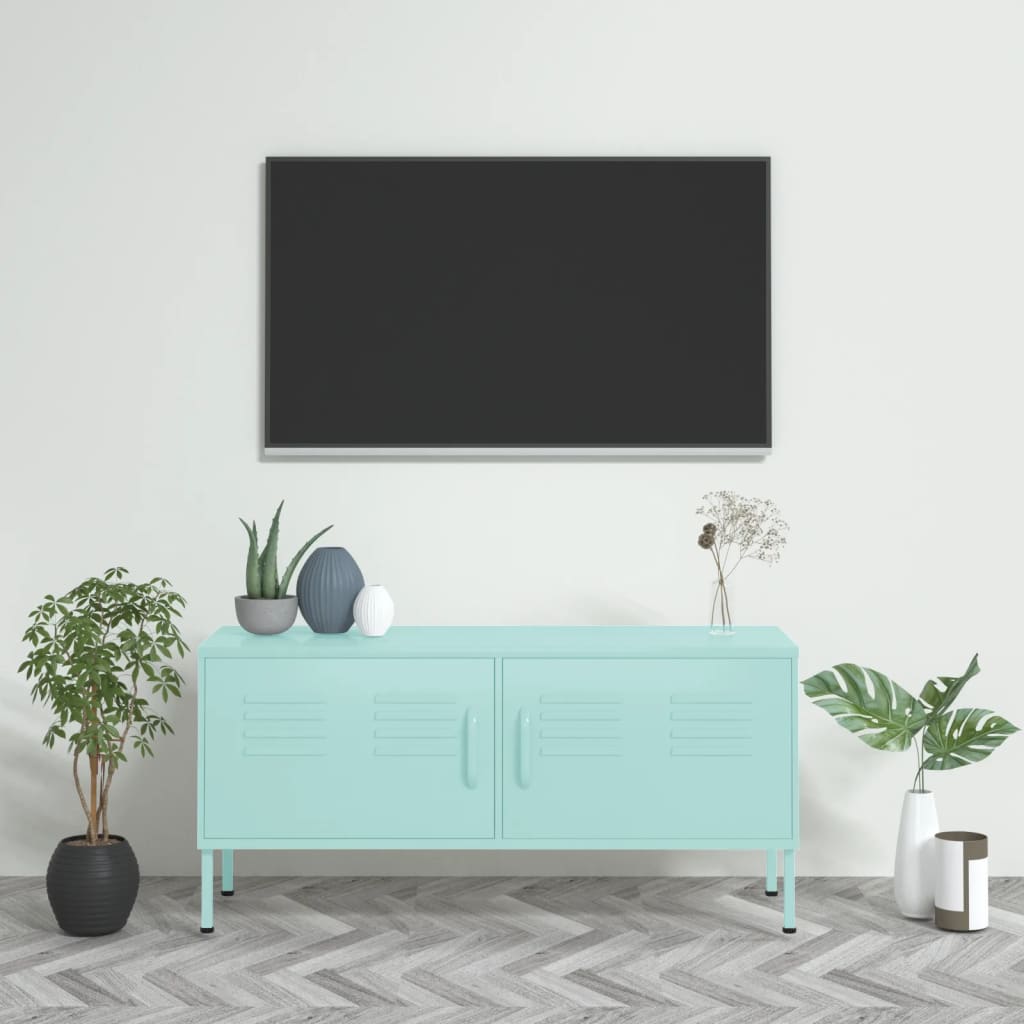 Tv-Benk Myntegrønn 105X35X50 Cm Stål
