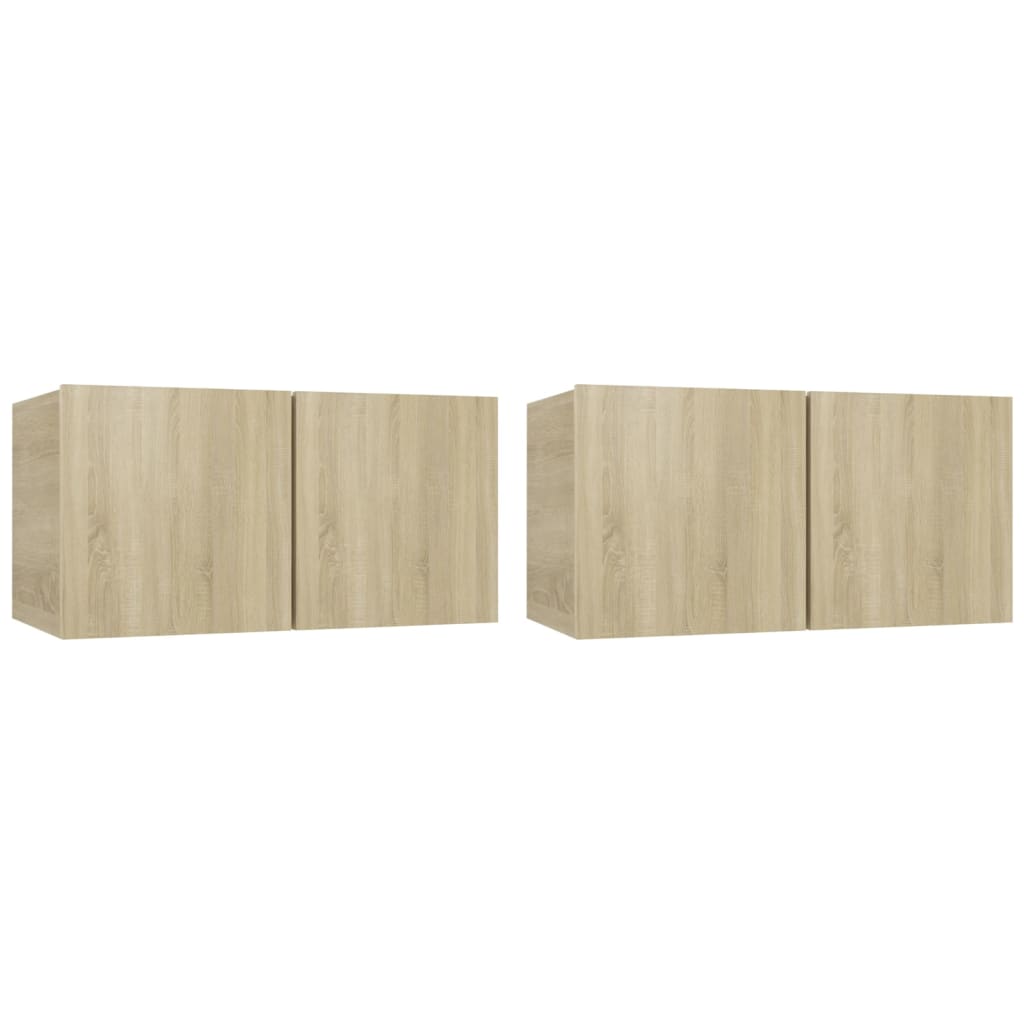 Hengende Tv-Benker 2 Stk Sonoma Eik 60X30X30 Cm