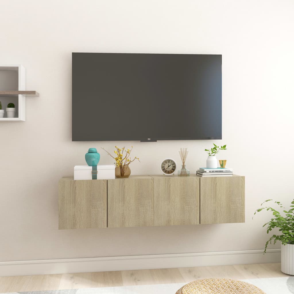Hengende Tv-Benker 2 Stk Sonoma Eik 60X30X30 Cm