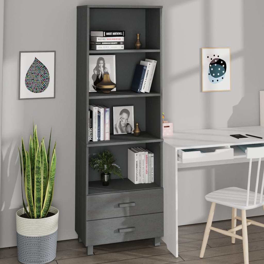 Highboard Hamar Mørkegrå 60X35X180 Cm Heltre Furu