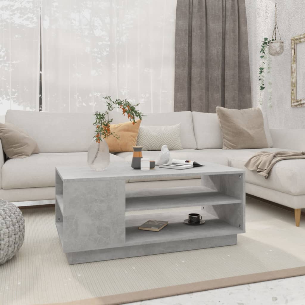 Salongbord betonggrå 102x55x43 cm konstruert tre