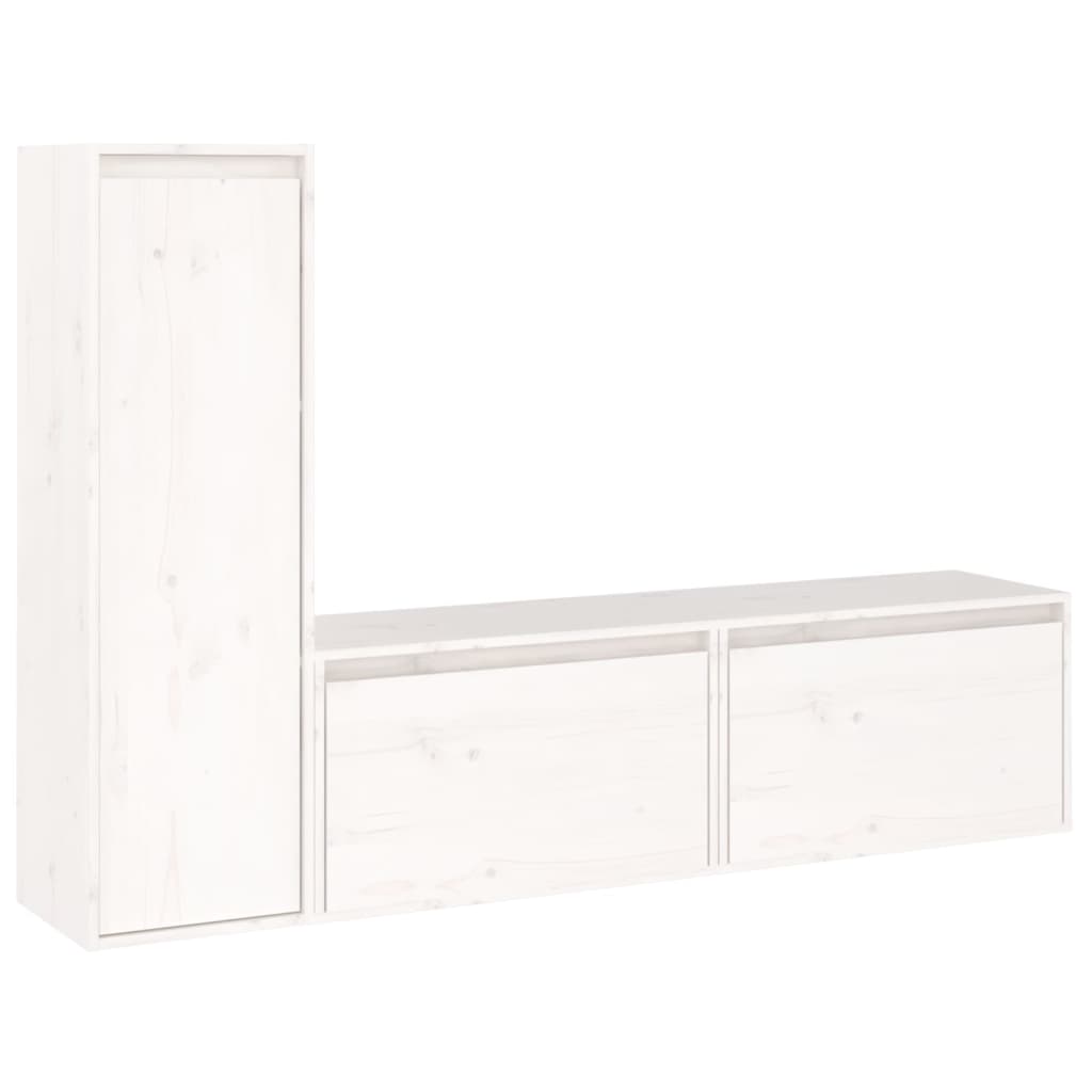 TV-benker 3 stk hvit heltre furu