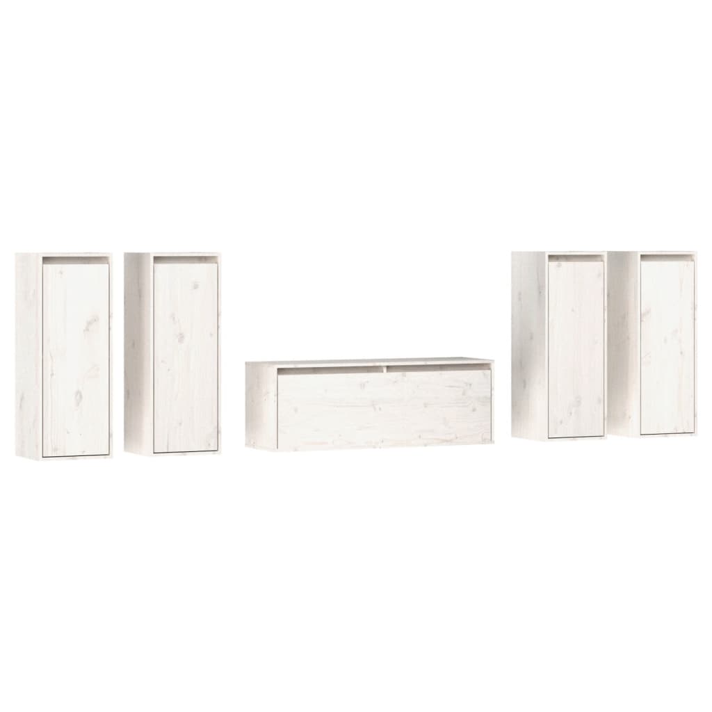 TV-benker 5 stk hvit heltre furu