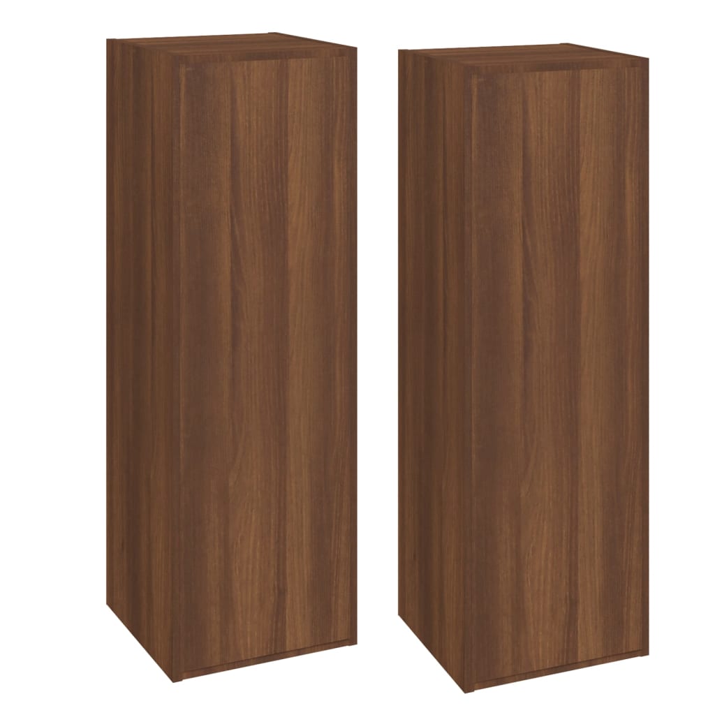Tv-Benker 2 Stk Brun Eik 30,5X30X90 Cm Konstruert Tre