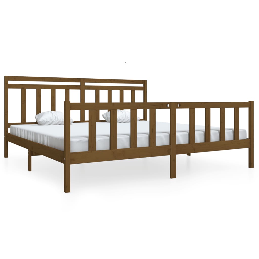 Sengeramme honningbrun heltre 200x200 cm