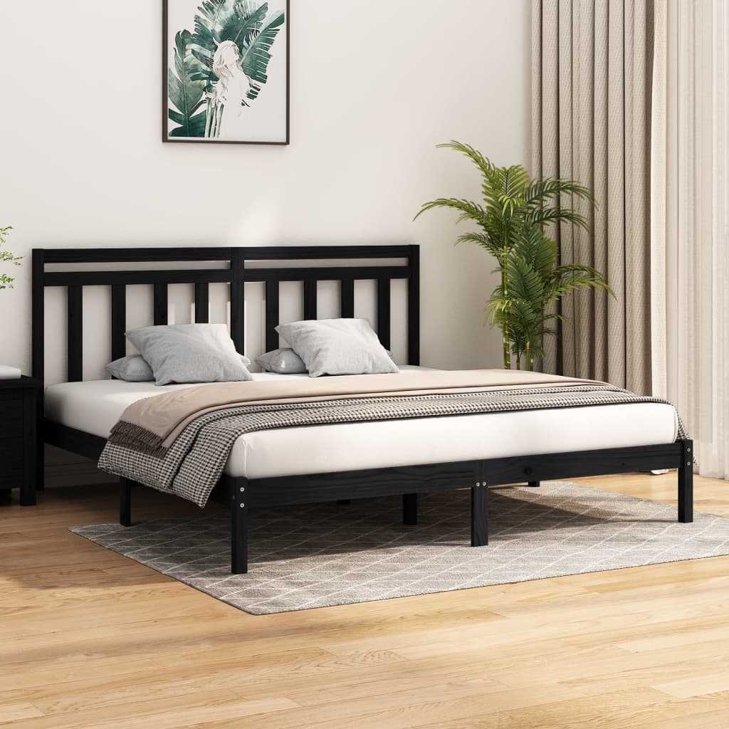 Sengeramme svart heltre200x200 cm
