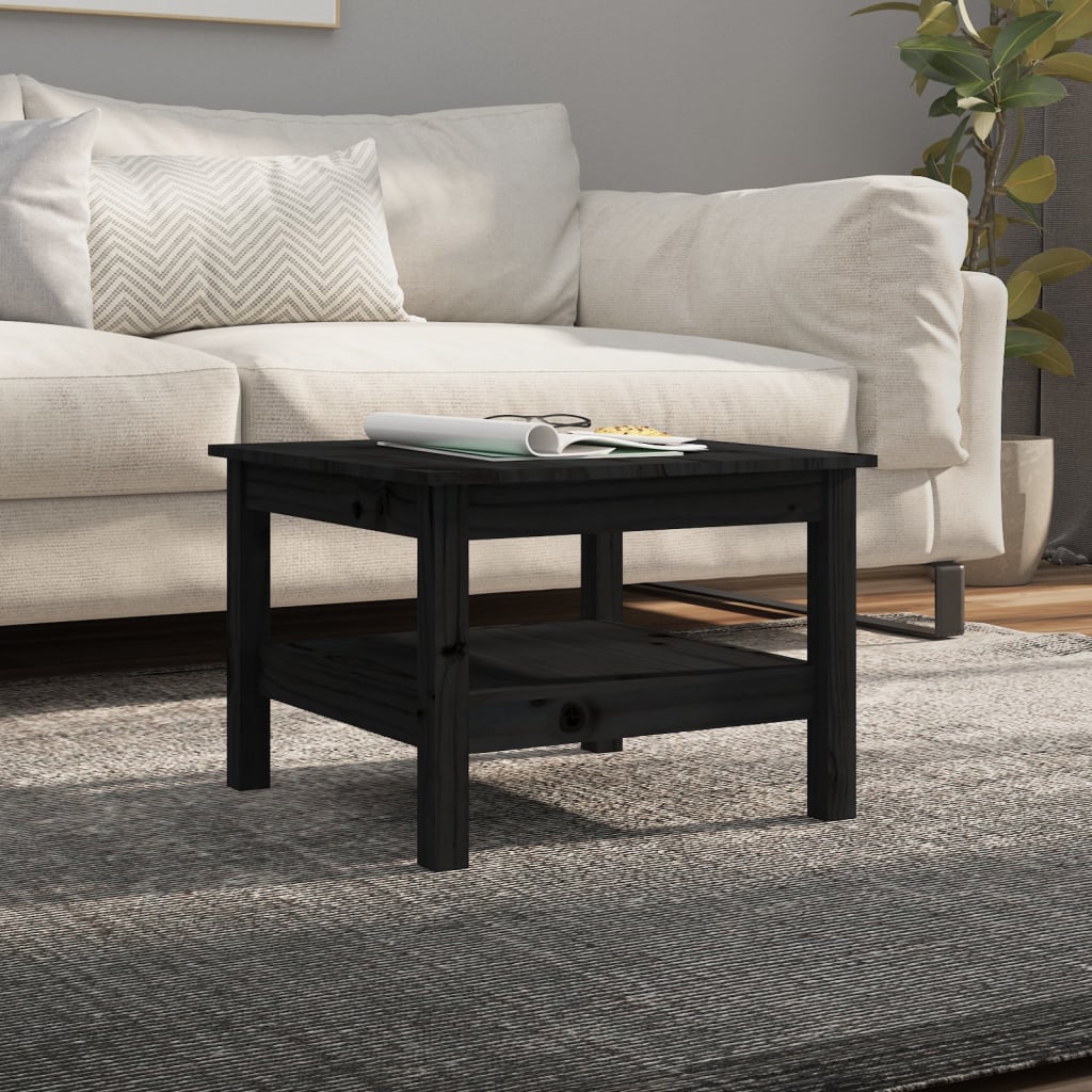 Salongbord svart 55x55x40 cm heltre furu