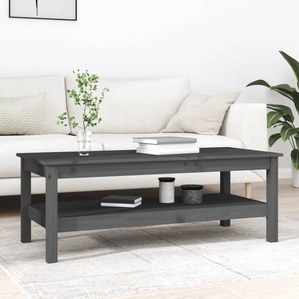Salongbord grå 110x50x40 cm heltre furu