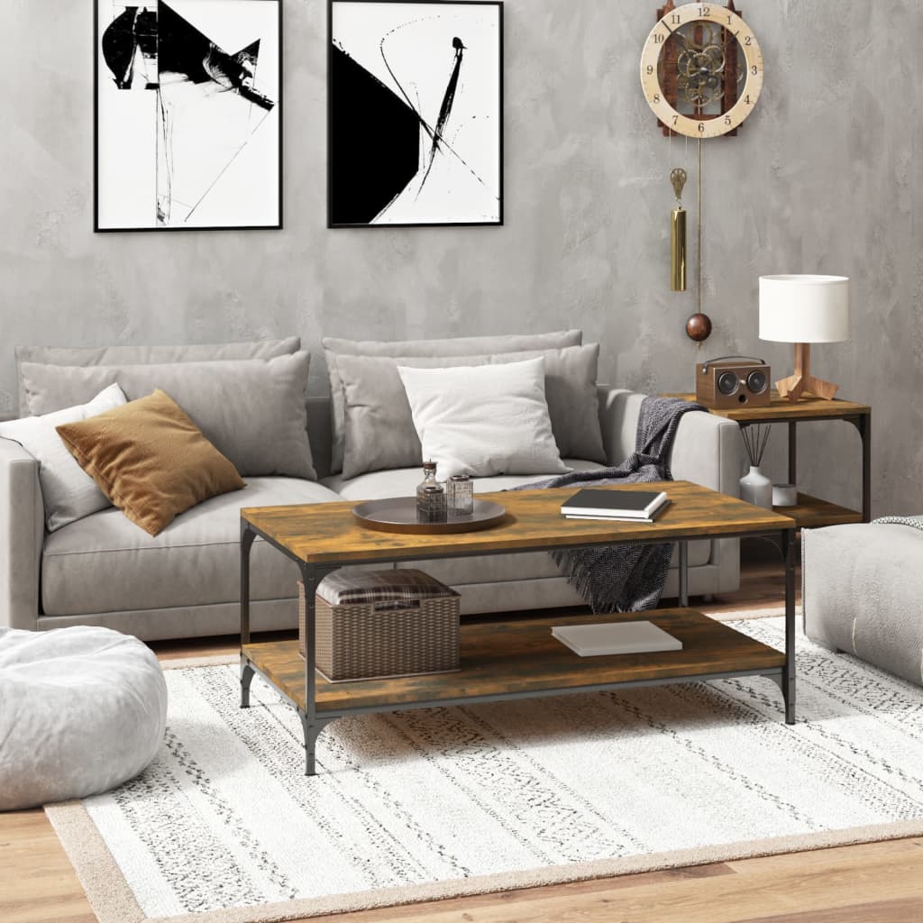 Salongbord røkt eik 100x50x40 cm konstruert tre