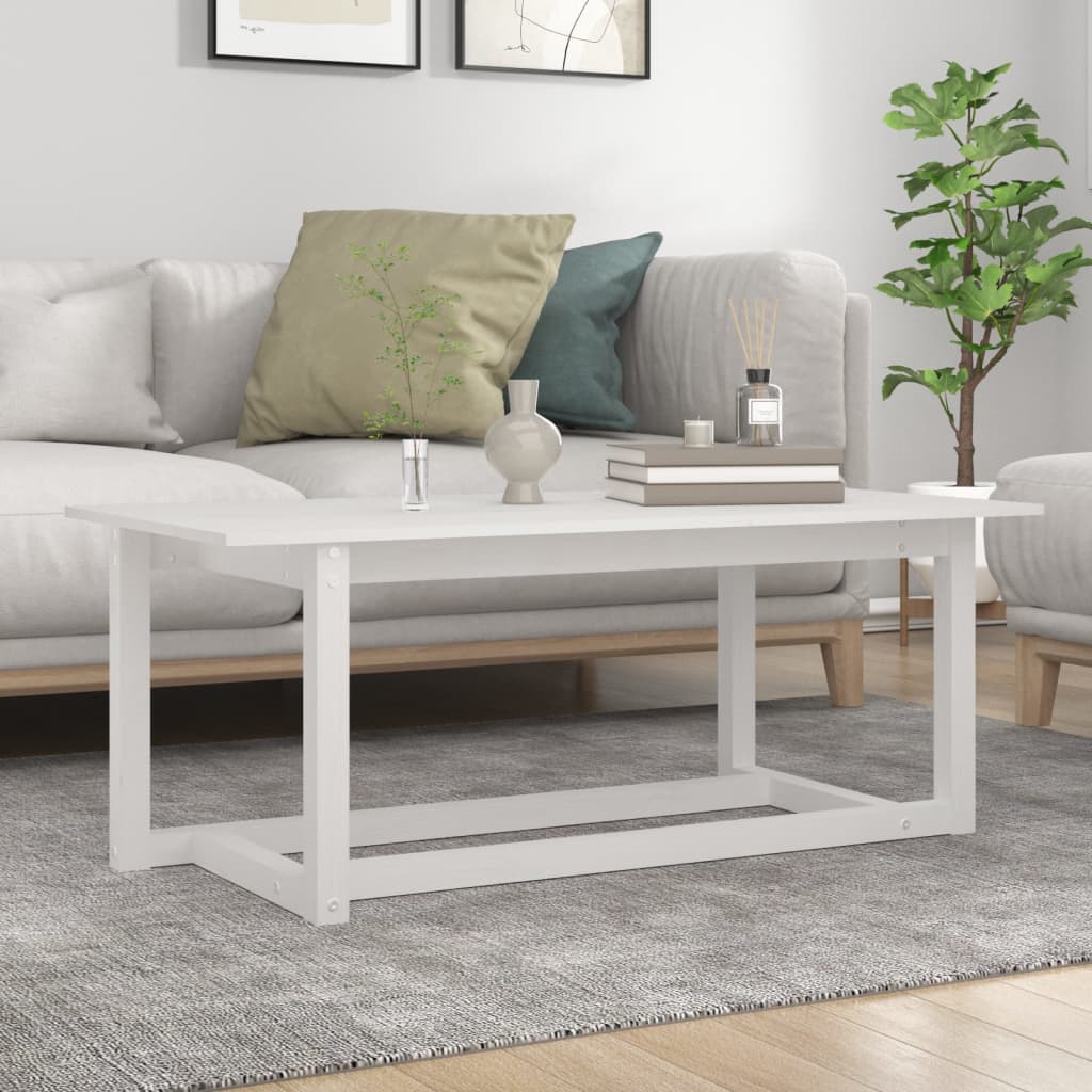 Salongbord hvit 110x55x45 cm heltre furu