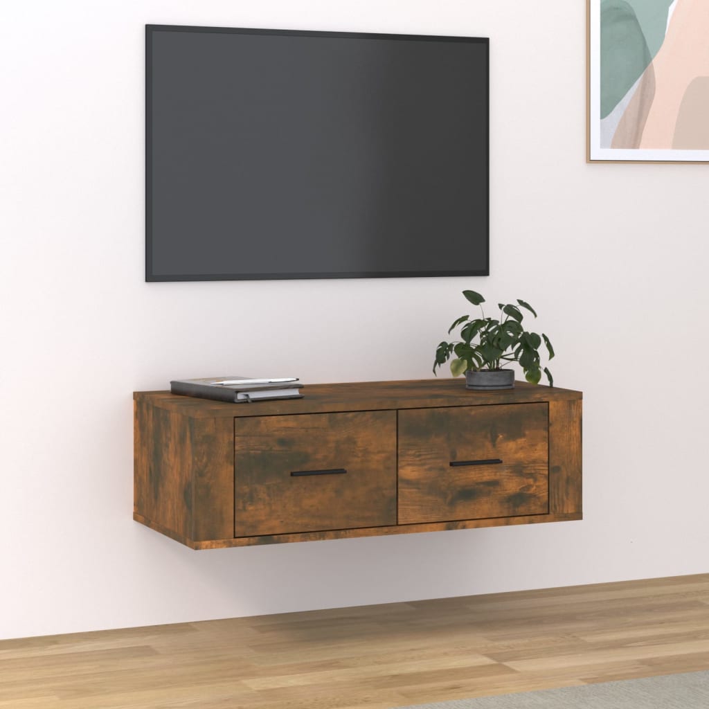 Hengende Tv Benk Røkt Eik 80X36X25 Cm Konstruert Tre