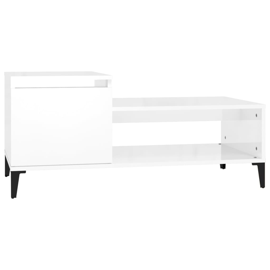 Salongbord høyglans hvit 100x50x45 cm konstruert tre