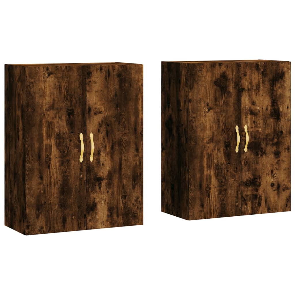 Veggskap 2 Stk Røkt Eik 69,5X34X90 Cm